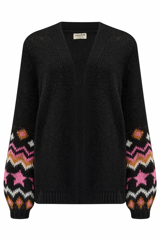 Black Fairisle Sleeve Yvette Cardigan