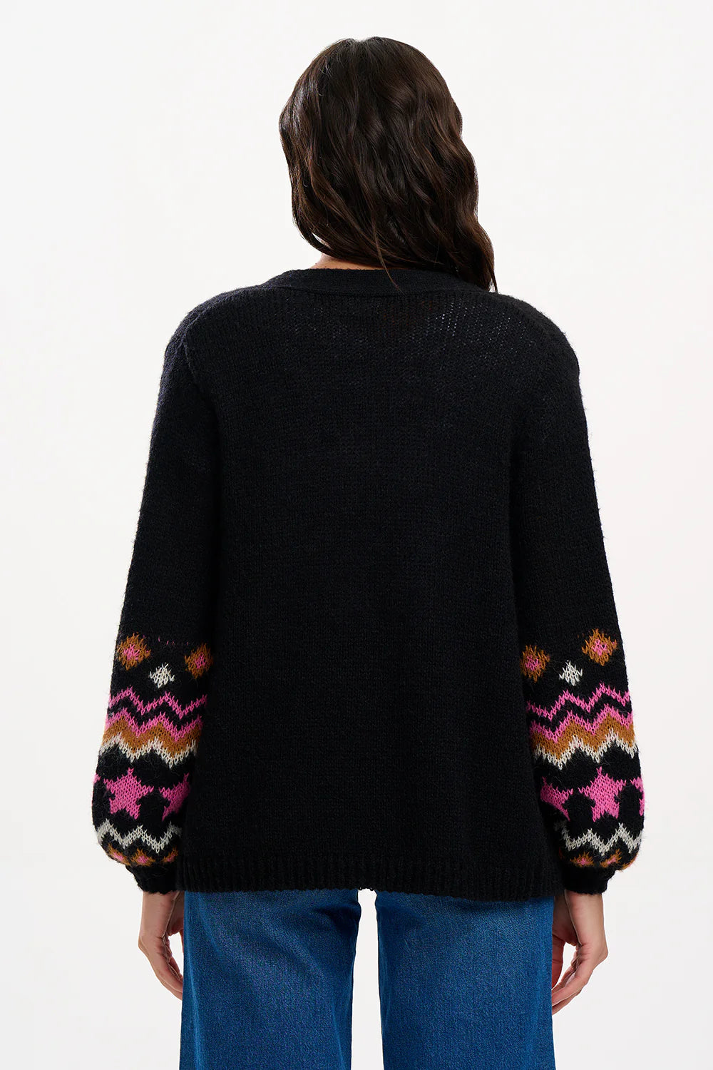 Black Fairisle Sleeve Yvette Cardigan