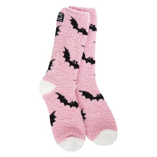 Pink Bat Fuzzy Socks