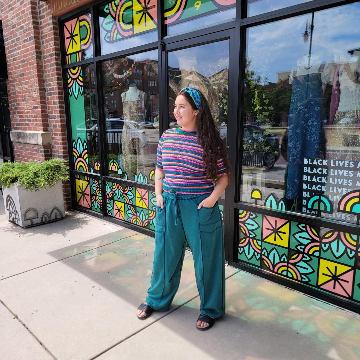 Mineral Teal Barrel Fit Utility Pants
