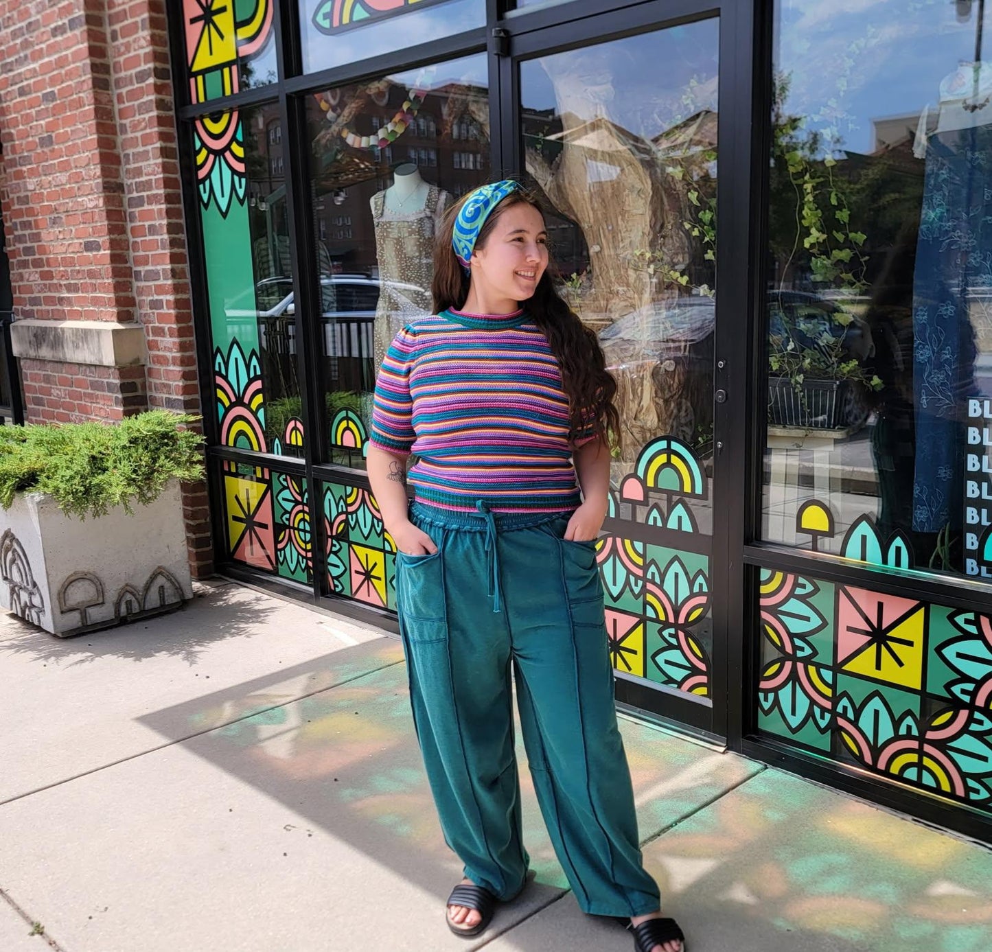 Mineral Teal Barrel Fit Utility Pants