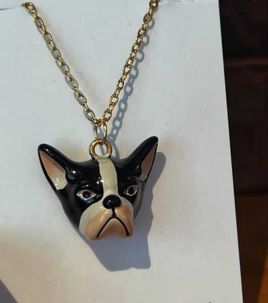 Tiny French Bulldog Face Necklace