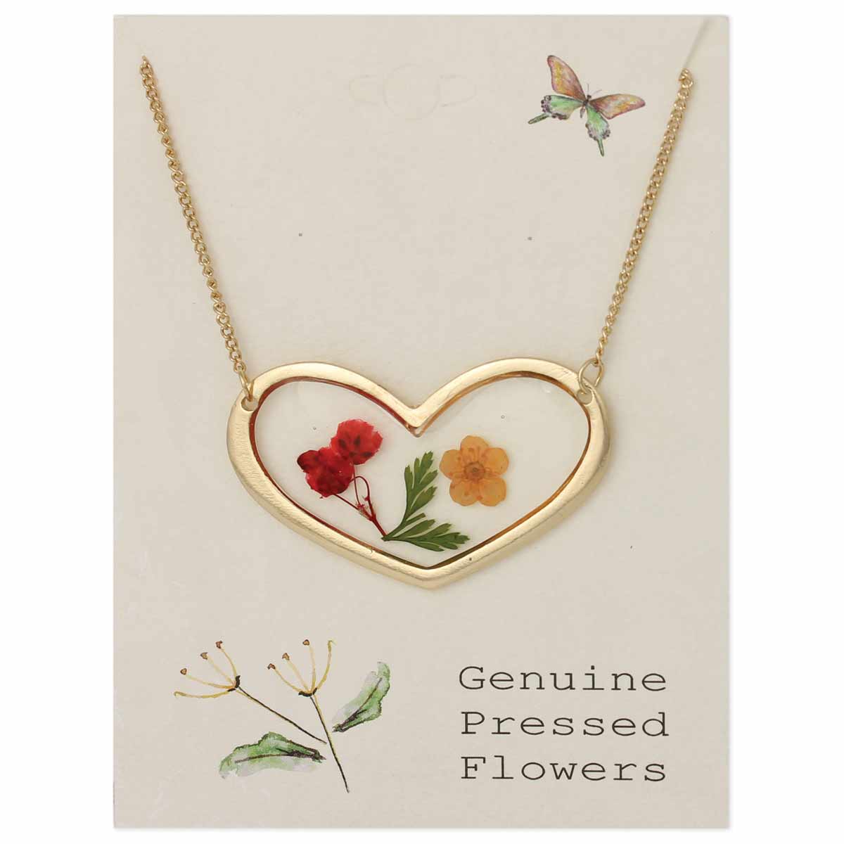 Floral Heart Dried Flower Necklace