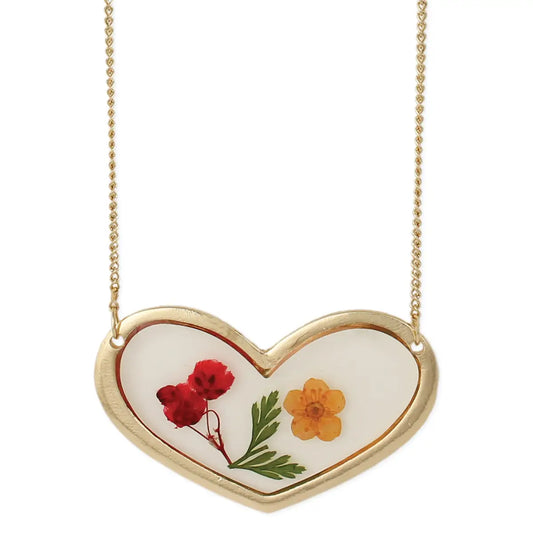 Floral Heart Dried Flower Necklace