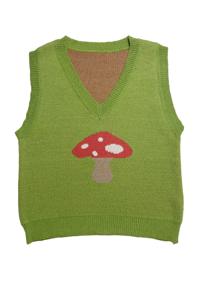 Green Mushroom Sweater Vest
