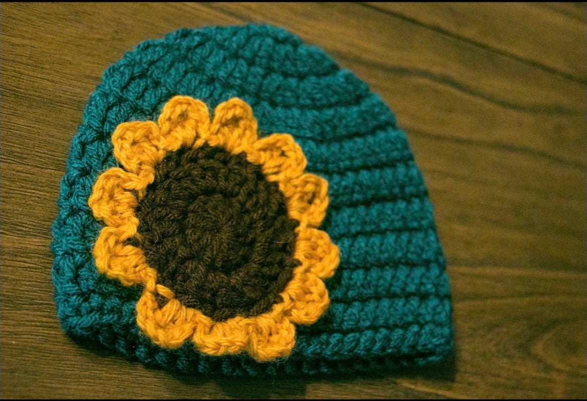Crochet sunflower hat