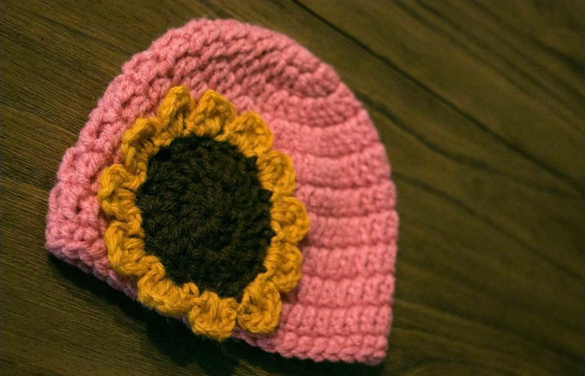 Crochet sunflower hat