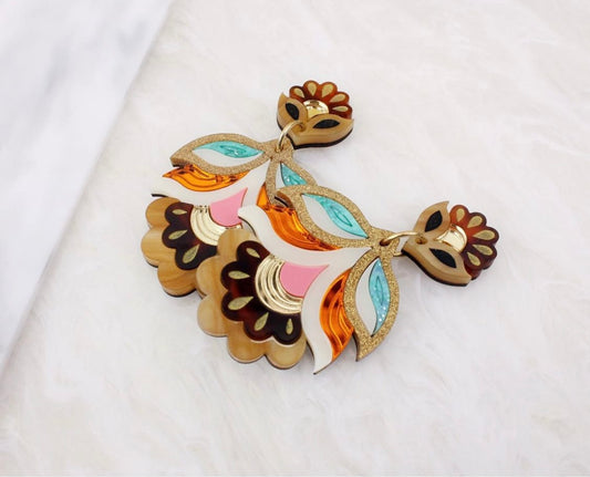 Tortoise Flora Statement Earrings