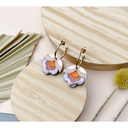 Anna Pink Sky Floral Hoop Earrings