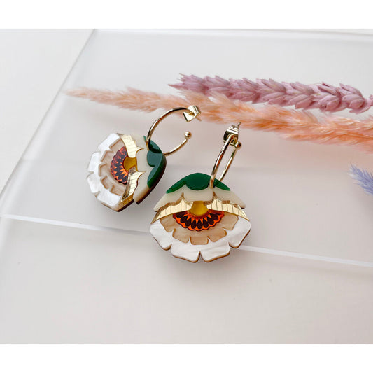 Isobel Caramel Floral Hoop Earrings