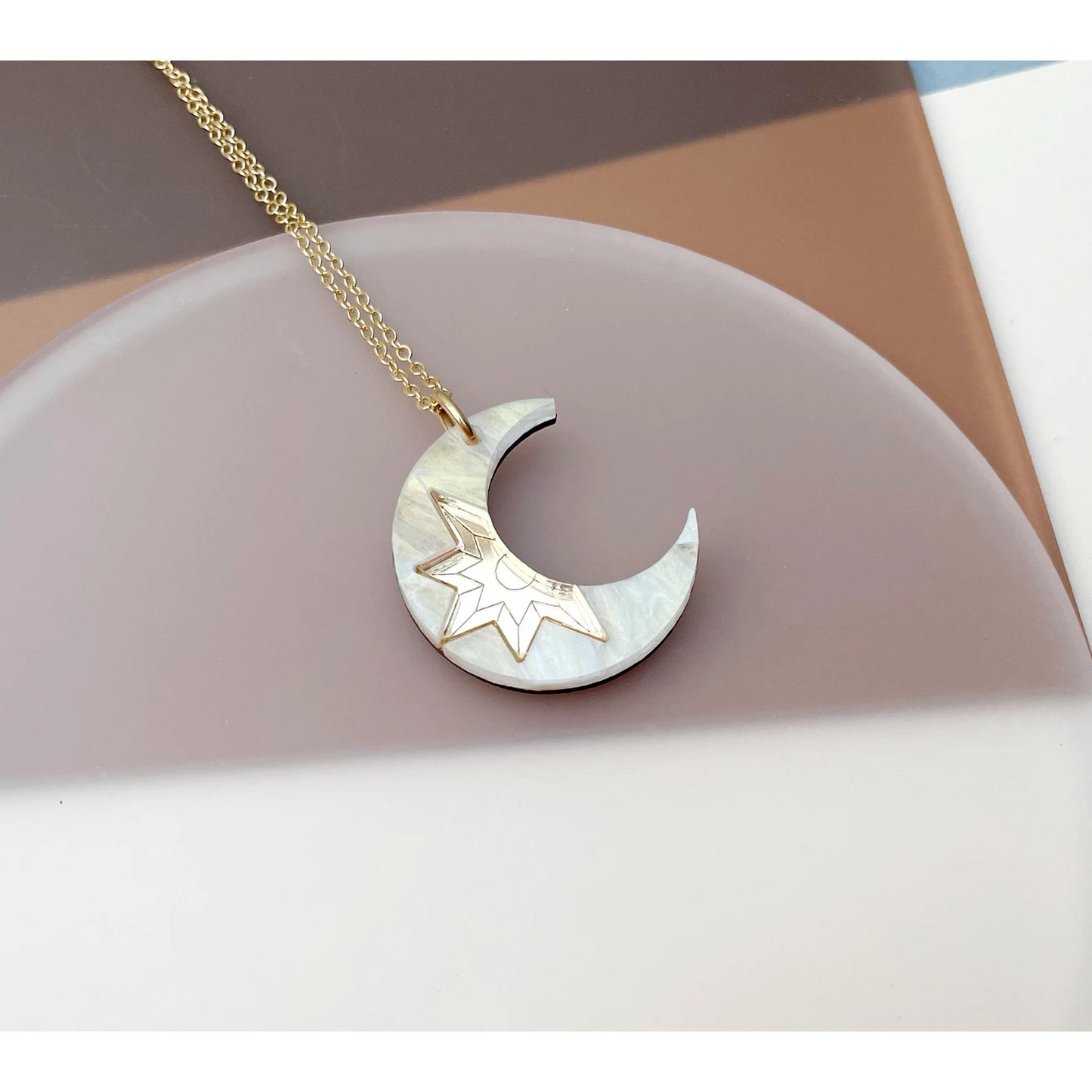 Pearl Crescent Moon Necklace