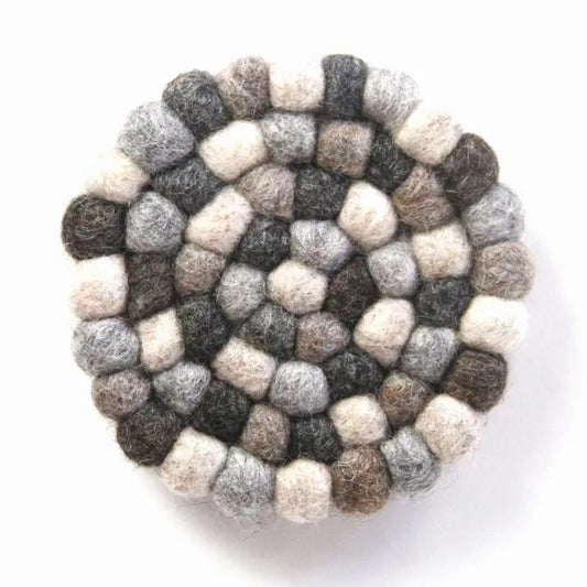 Grey Felt Ball Coaster Set of 4