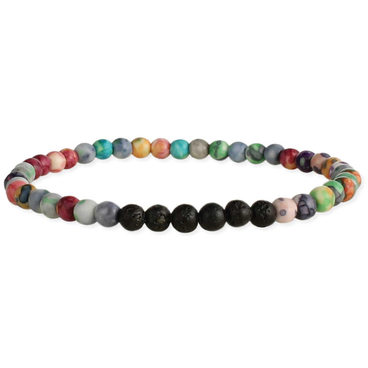 Rainbow marble lava bead bracelet