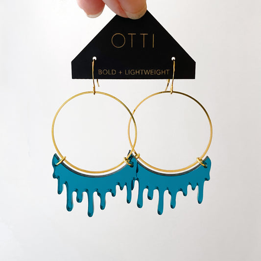 Teal Slime Hoop Earring