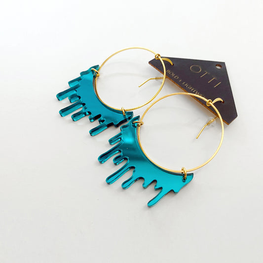 Teal Slime Hoop Earring