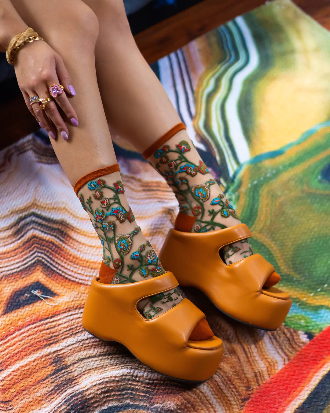 Tree of Life Sheer Socks