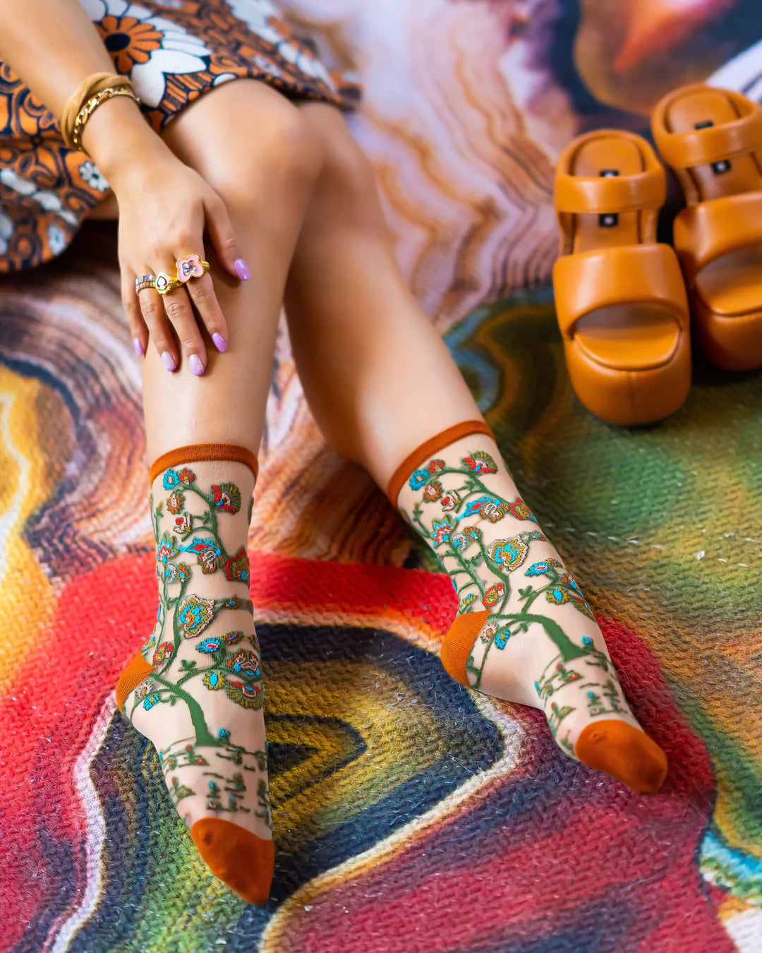 Tree of Life Sheer Socks