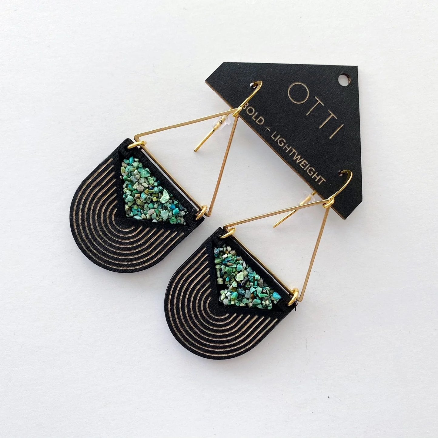 Turquoise Inlay Triangle Earrings