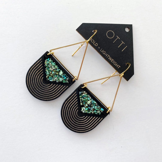 Turquoise Inlay Triangle Earrings