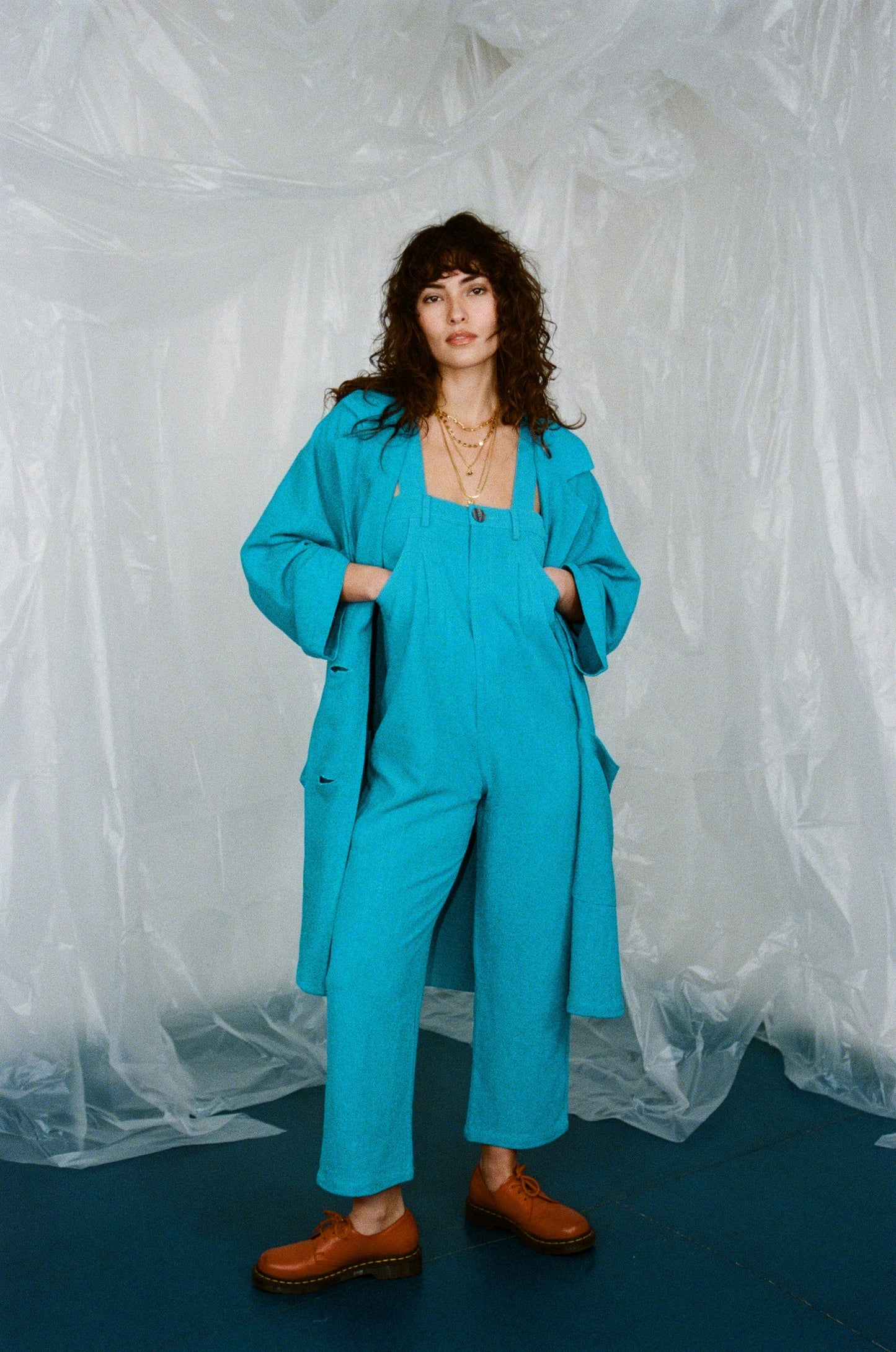 Turquoise Clown Pants Jumpsuit by Fashion Brand Company